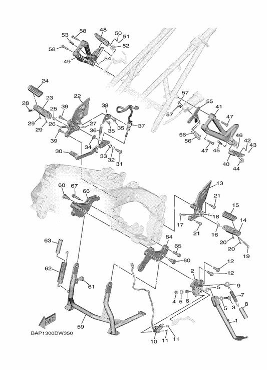 Yamaha 90149-08220 Screw — shown on the Stand & Footrest parts diagram