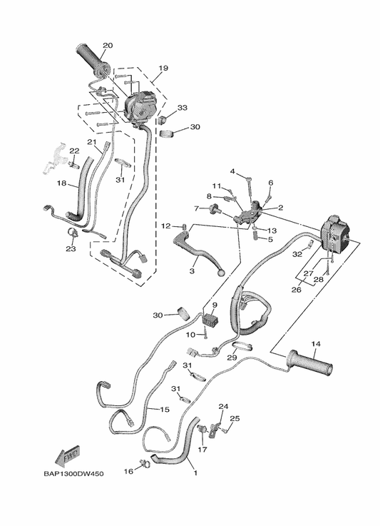 Yamaha 4XV-83929-00 . Plate, Spring — shown on the Handle Switch & Lever parts diagram