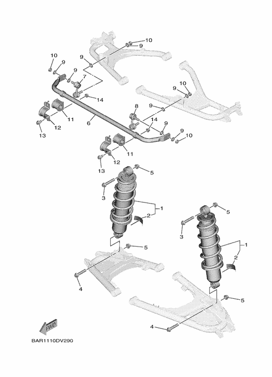 Yamaha BG4-F2200-31 Shock Absorber Assy, Rear — shown on the Rear Suspension parts diagram