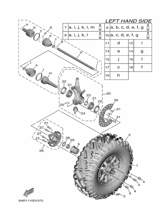 Yamaha BG4-2518F-02 Drive Shaft Assy — shown on the Front Wheel parts diagram
