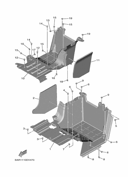Yamaha BG4-F7431-01 Footrest, Rear 1 — shown on the Stand & Footrest 2 parts diagram