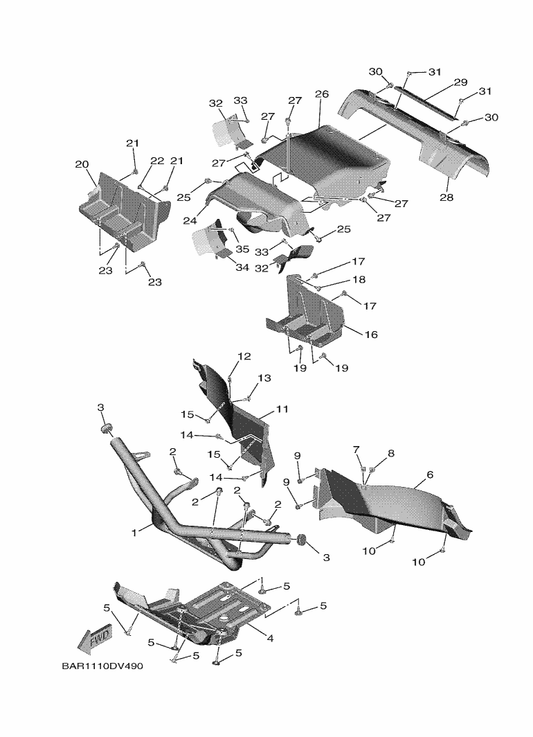 Yamaha BG4-E2683-01 Protector, Heat — shown on the Guard parts diagram