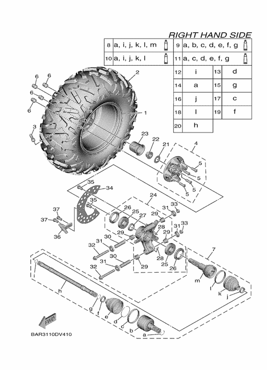 Yamaha BG4-F5307-00 Cast Wheel, Rear — shown on the Rear Wheel 2 parts diagram