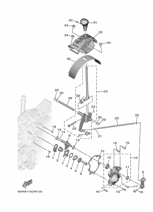 Yamaha BG4-18115-00 Rod, Shift — shown on the Shift Shaft parts diagram