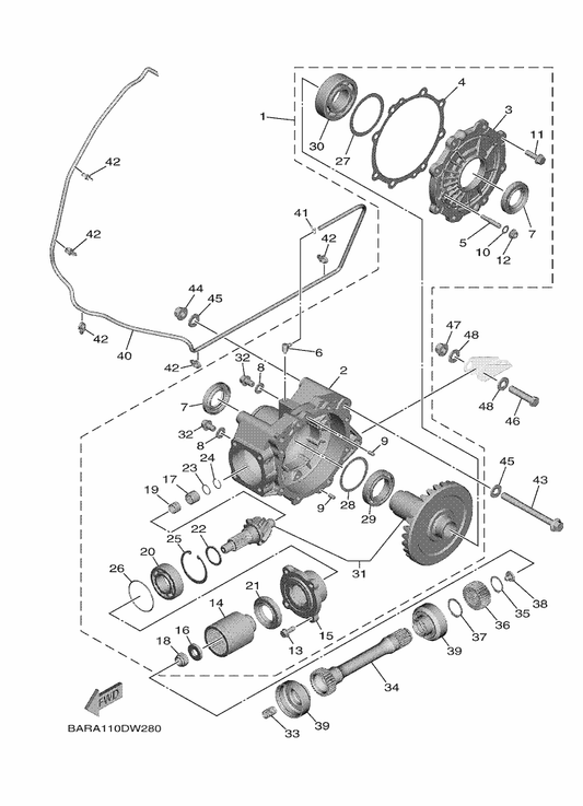 Yamaha 90445-07051 Hose (L1340) — shown on the Drive Shaft parts diagram