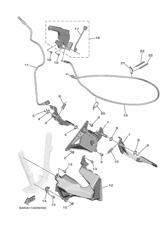 Yamaha BAR-26341-00 Wire, Brake 1 — shown on the Pedal Wire parts diagram
