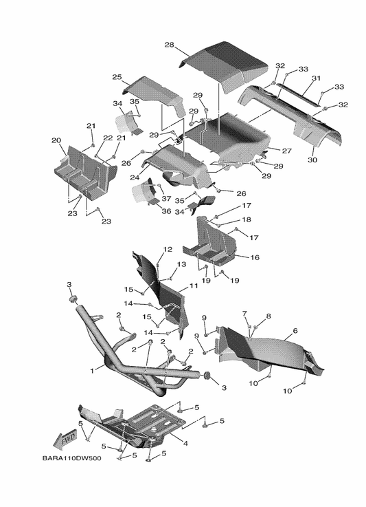 Yamaha BAR-F845N-11 Bar, Carry Front — shown on the Guard parts diagram