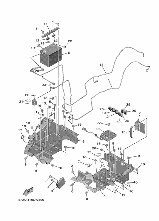 Yamaha BAR-859A0-00 Power Strg. Cont. Unit Assy — shown on the Electrical 2 parts diagram