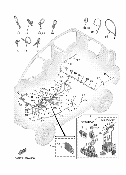 Yamaha BAR-82590-10 Wire Harness Assy — shown on the Electrical 3 parts diagram