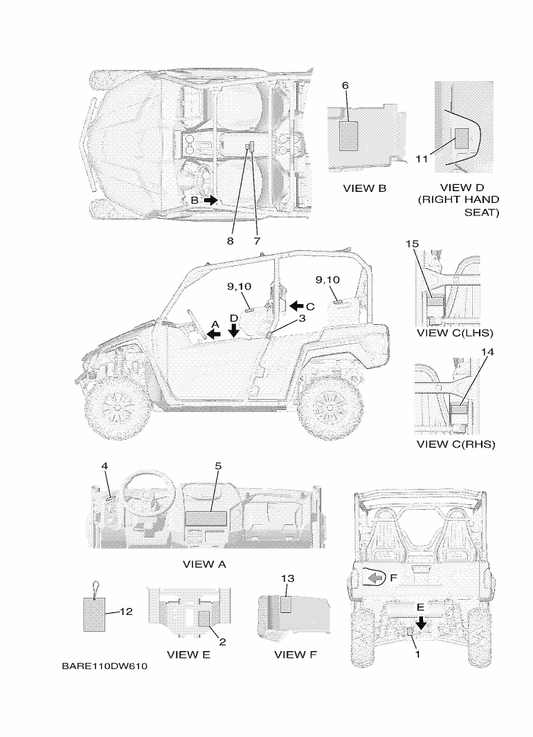 Yamaha B4J-F17A9-00 Label, Warning 1 — shown on the Emblem & Label 1 parts diagram