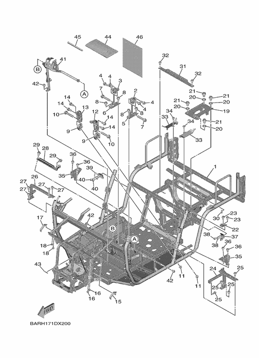 Yamaha BAR-F1110-20 Frame Comp. — shown on the Frame parts diagram