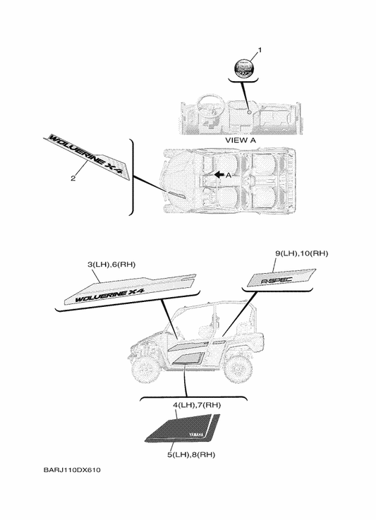 Yamaha BAR-F1788-40 Graphic (Lh) — shown on the Graphics parts diagram