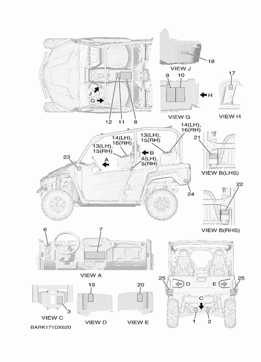 Yamaha BAR-F1568-10 Label, Warning — shown on the Emblem & Label 1 parts diagram