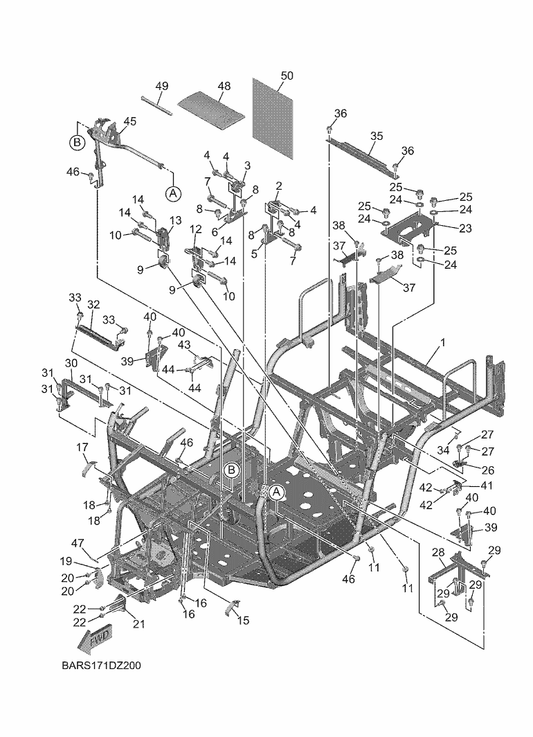 Yamaha B4J-F1284-03 Supt., Engine 2 — shown on the Frame parts diagram