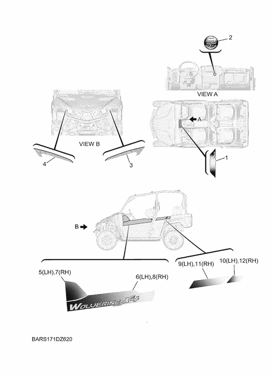 Yamaha BAR-F1572-20 Graphic, Front Fender 2 (Rh) — shown on the Graphics parts diagram