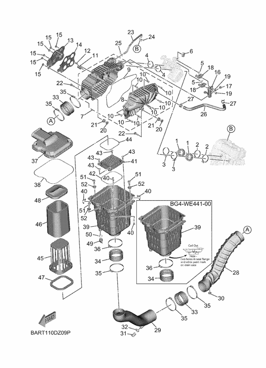Yamaha BG4-E4457-00 Seal — shown on the Intake parts diagram