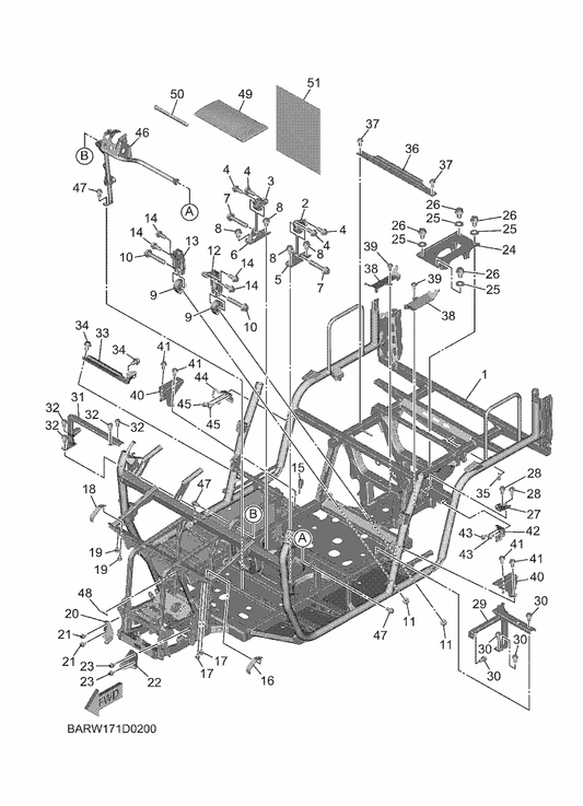Yamaha BG4-F172K-00 Bracket 1 — shown on the Frame parts diagram
