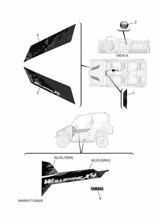 Yamaha BAR-F1781-A0 Emblem 1 — shown on the Graphics parts diagram
