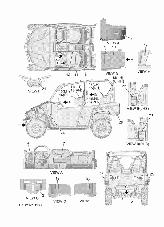 Yamaha 5UG-H5131-01 Reflector, Rear 1 — shown on the Emblem & Label 1 parts diagram