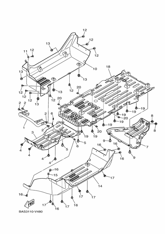 Yamaha 2HC-F8418-03 Guard, Engine 1 — shown on the Guard parts diagram
