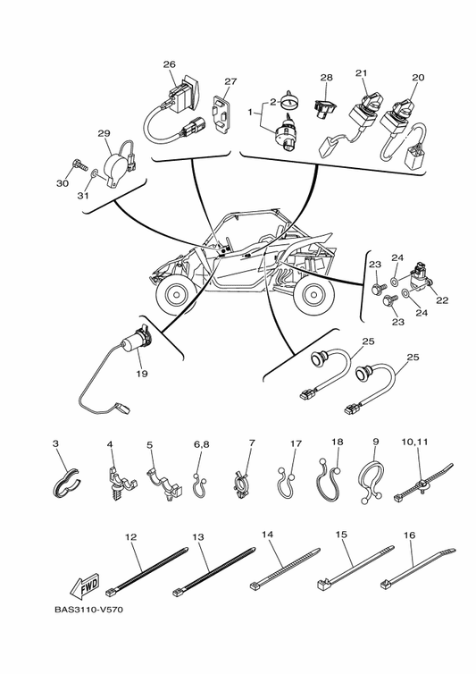 Yamaha 2HC-H5440-00 Room Light Assy — shown on the Electrical 3 parts diagram