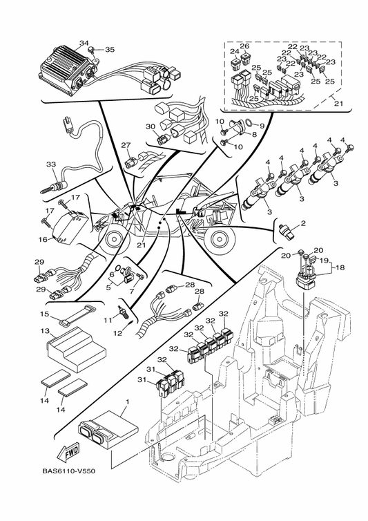Yamaha B5H-82590-10 Wire Harness Assy — shown on the Electrical 1 parts diagram