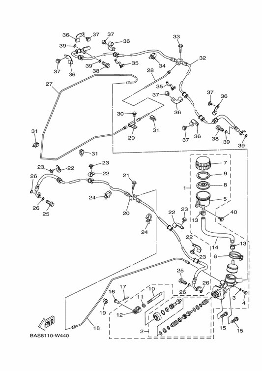 Yamaha 2HC-27222-00 . Joint — shown on the Master Cylinder parts diagram