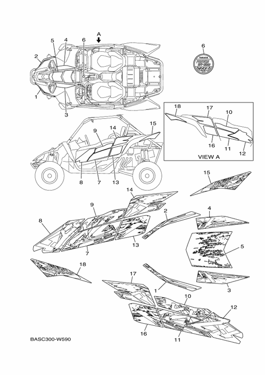 Yamaha BAS-F1572-10 Graphic, Front Fender 2 — shown on the Graphics parts diagram