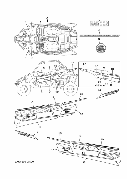 Yamaha B5H-F1787-90 Emblem 7 — shown on the Graphics parts diagram