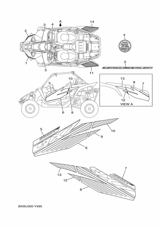 Yamaha B5H-F1787-H0 Emblem 7 — shown on the Graphics parts diagram
