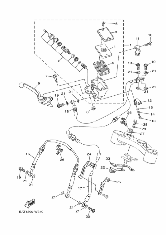 Yamaha B90-83922-00 Lever 2 — shown on the Front Master Cylinder parts diagram