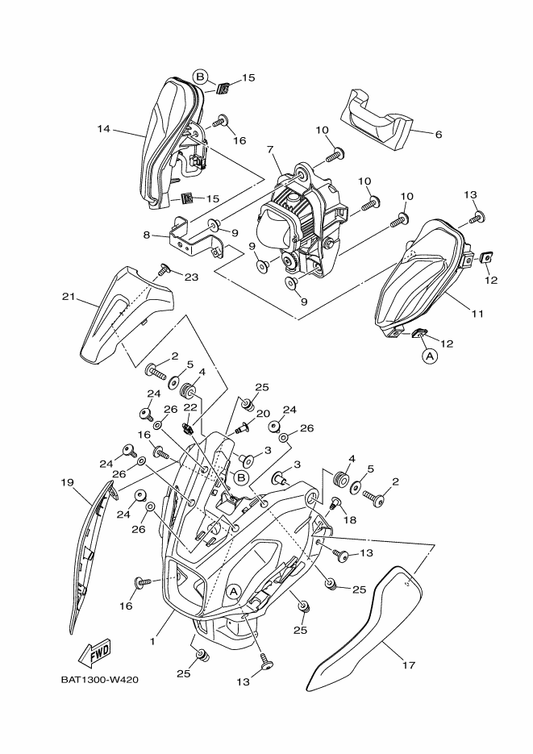 Yamaha 90387-06301 Collar — shown on the Headlight parts diagram
