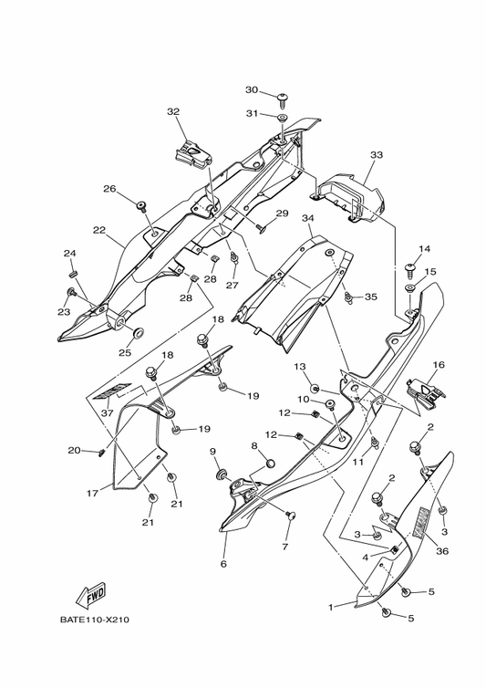 Yamaha 90109-06259 Bolt — shown on the Side Cover parts diagram