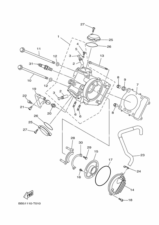 Yamaha 90215-06003 Washer, Lock — shown on the Cylinder Head parts diagram