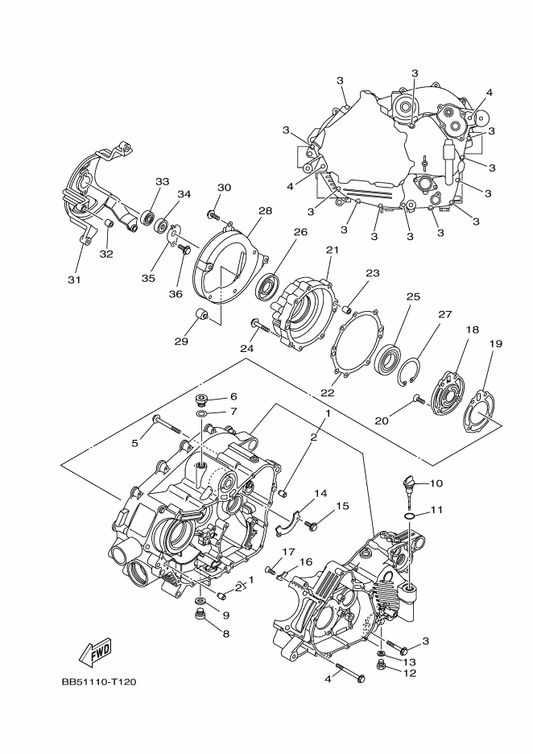 Yamaha BB5-15100-09 Crankcase Assy — shown on the Crankcase parts diagram