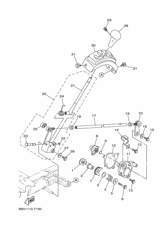 Yamaha BB5-18104-01 Shift Guide Comp. — shown on the Shift Shaft parts diagram