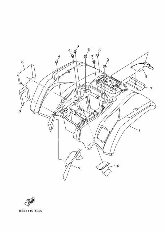 Yamaha BB5-F1600-L0 Rear Fender Assy — shown on the Rear Fender parts diagram