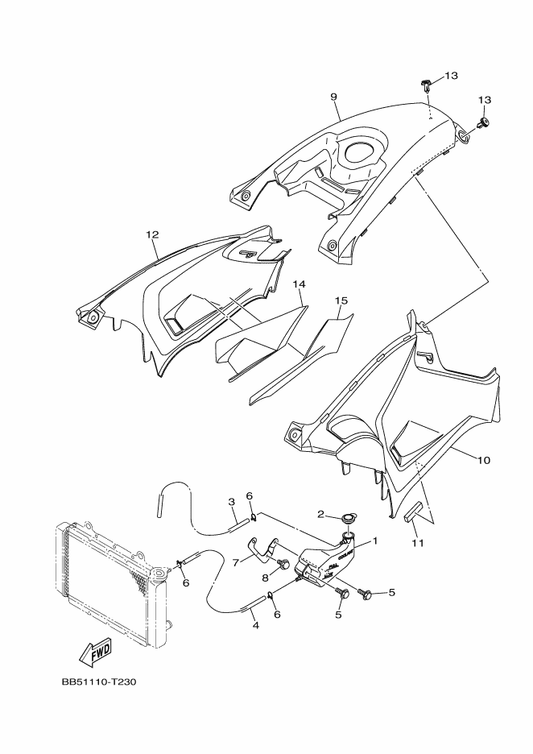 Yamaha BB5-F1711-70 Cover, Side 1 — shown on the Side Cover parts diagram