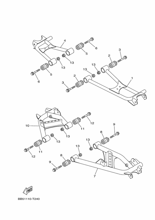 Yamaha BB5-F217M-00 Arm 1 — shown on the Rear Arm parts diagram