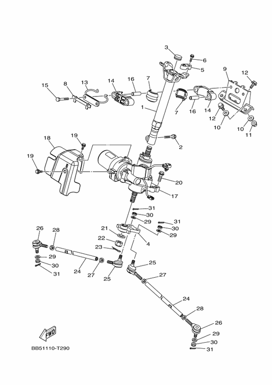 Yamaha BB5-F3813-00 Column, Steering 2 — shown on the Steering parts diagram