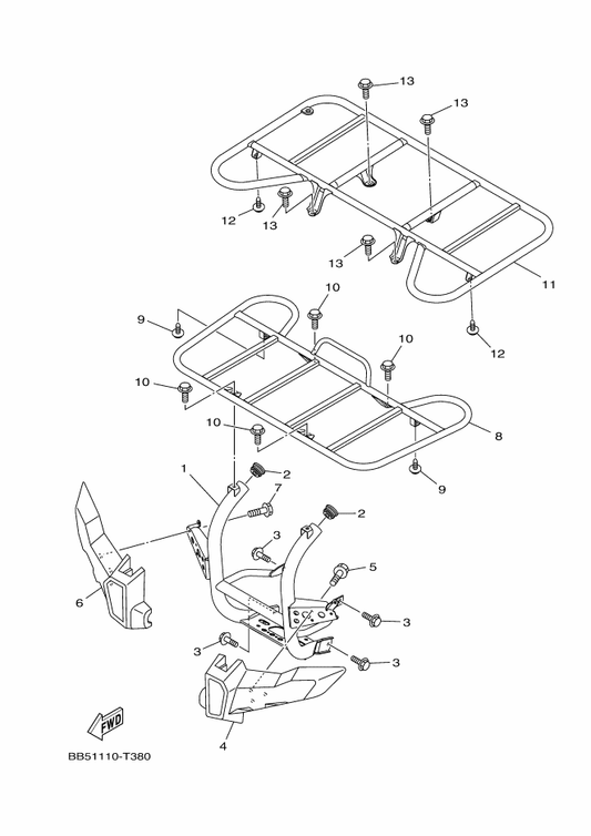 Yamaha BB5-F4841-00 Carrier, Front — shown on the Guard parts diagram