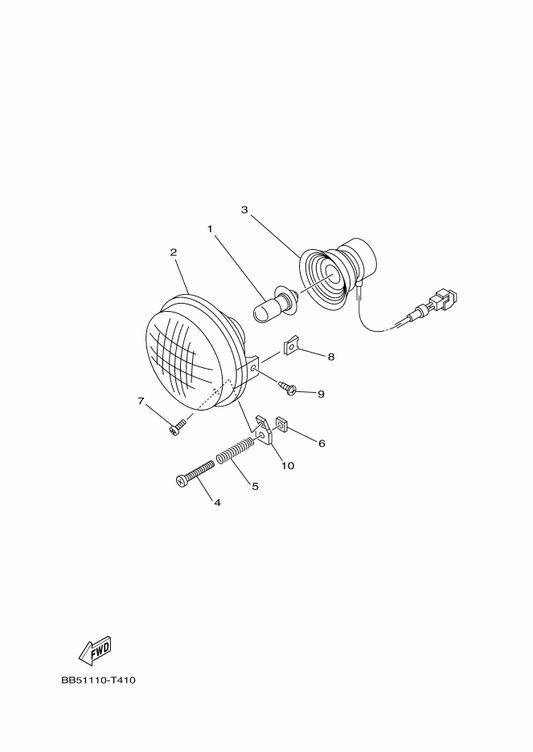 Yamaha BB5-H3618-00 Plate — shown on the Headlight parts diagram