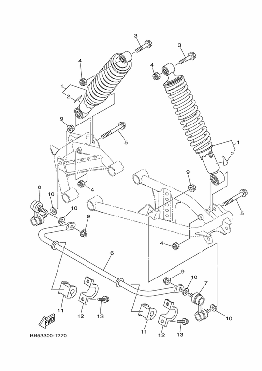 Yamaha 1D9-F386H-01 Cover, Stabilizer Front — shown on the Rear Suspension parts diagram