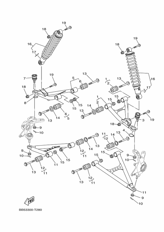 Yamaha BB5-F3390-60 Shock Absorber Assy 2 — shown on the Front Suspension & Wheel parts diagram