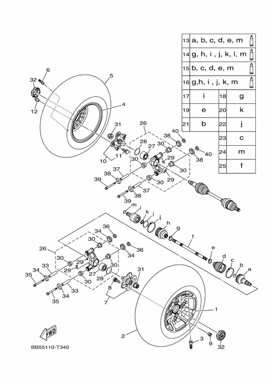 Yamaha B32-F5338-30 Cast Wheel, Rear — shown on the Rear Wheel parts diagram