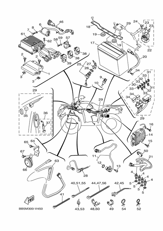 Yamaha BB5-859A0-10 Power Strg. Cont. Unit Assy — shown on the Electrical 1 parts diagram