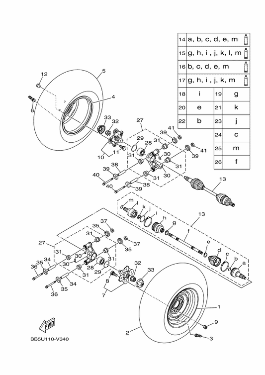 Yamaha BB5-F532F-00 Rear Knuckle Assy.,2 — shown on the Rear Wheel parts diagram