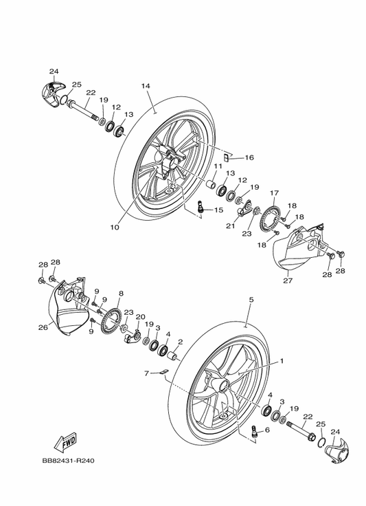 Yamaha 93900-00825 Valve, Rim — shown on the Front Wheel parts diagram