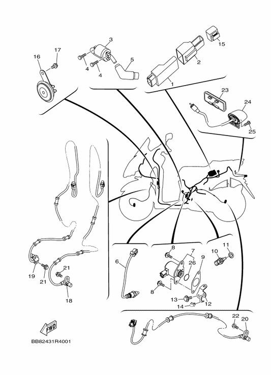 Yamaha 2DP-H1847-00 . O-Ring — shown on the Electrical 2 parts diagram