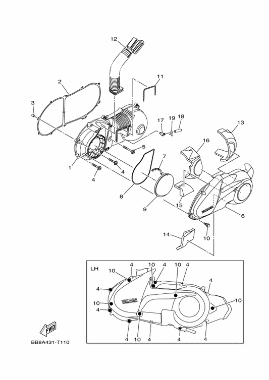 Yamaha 2DP-E5451-00 Gasket, Crankcase Cover 1 — shown on the Crankcase Cover 1 parts diagram